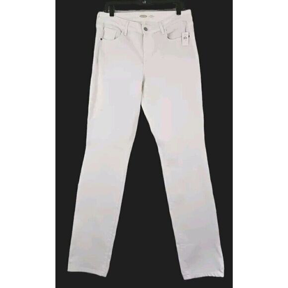 Old Navy ~Woman Size 12 Long~ White Piwer Slim Straight Mid Rise Jeans NWT - Picture 7 of 9